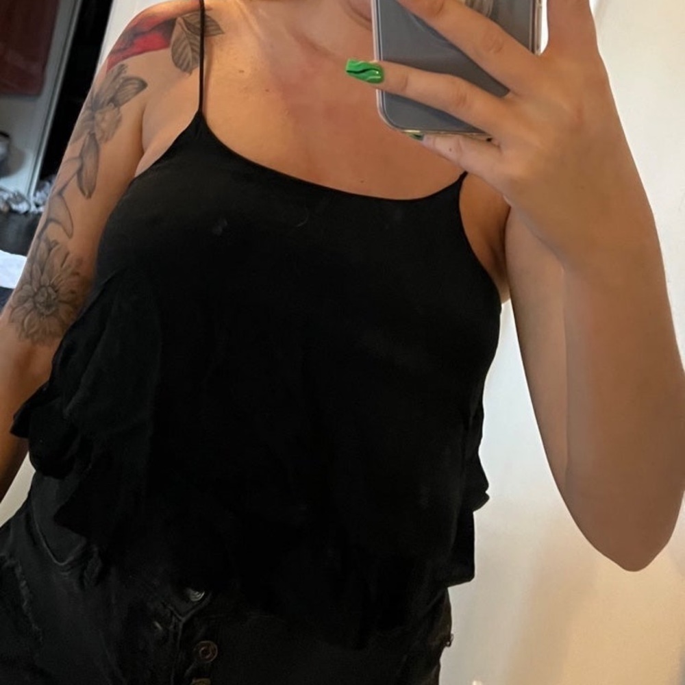Black flowy crop top